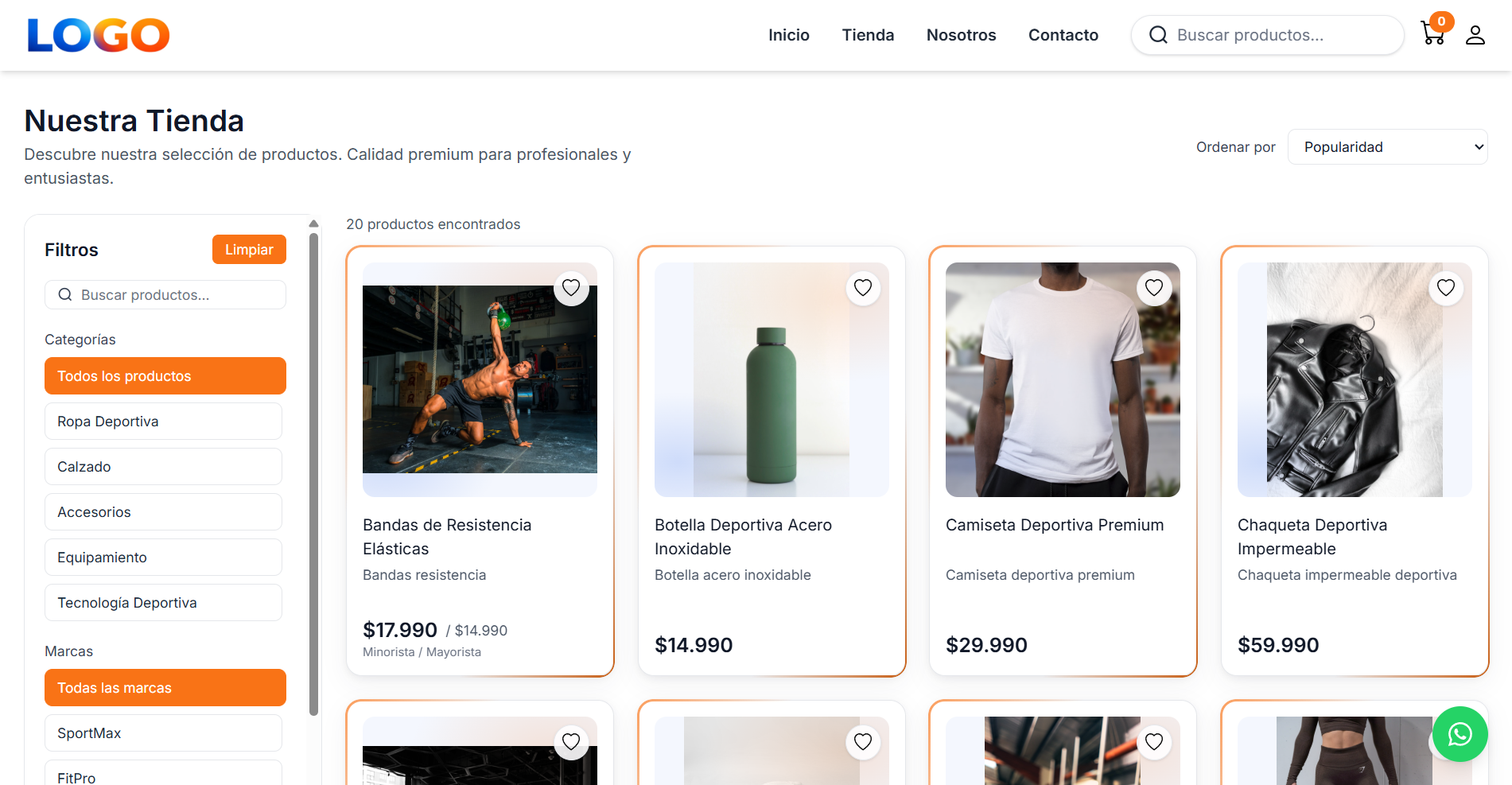 E-commerce de Meteoryd: catálogo y filtros