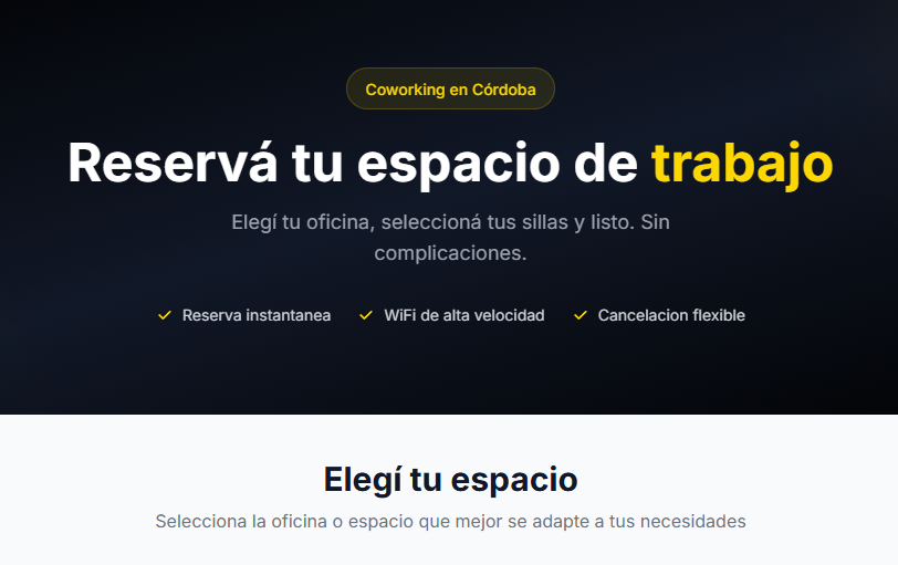Turnero web para coworking — vista 1
