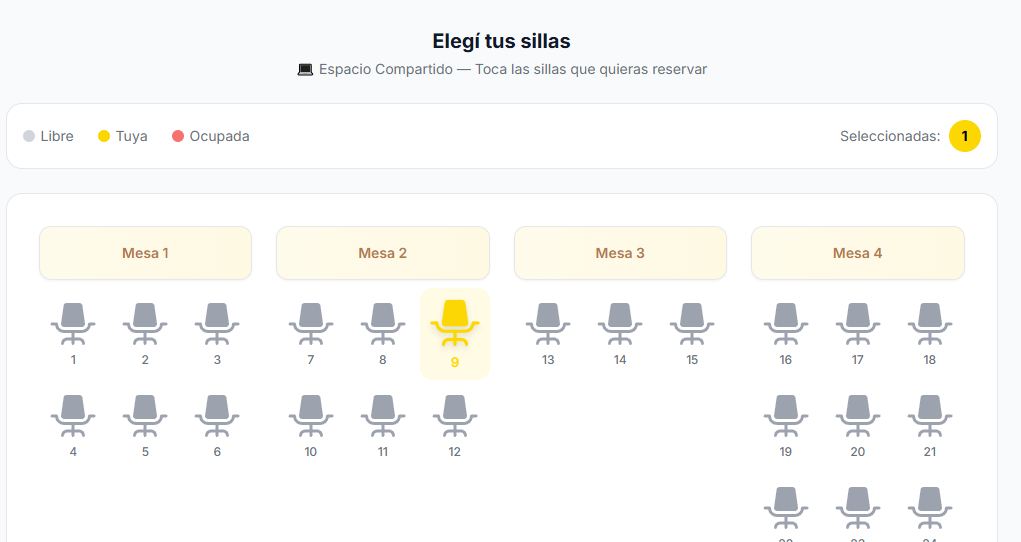 Turnero web para coworking — vista 3